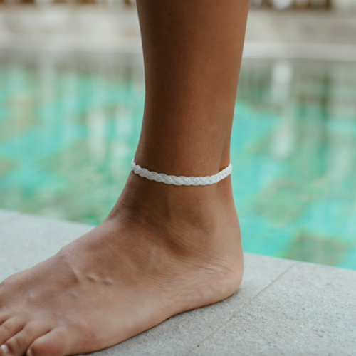 Simply White Braided Anklet